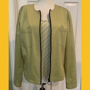 Maggy London Zip Front Jacket - Celery Green - Size 12